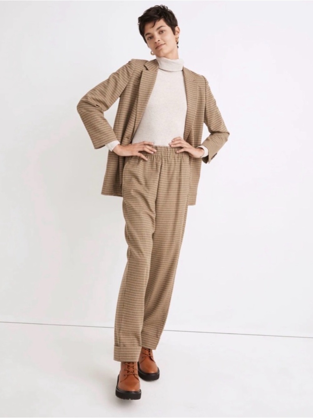Madewell Huston Pull-On Tapered Pants in Plaid - Zander Gingham Plaid